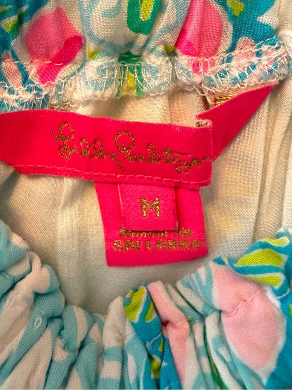 Lilly Pulitzer Nevie Off-the-Shoulder Dress Blue Pink Print Size M - Picture 4 of 4
